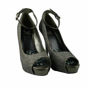 G By Guess Silver Grey Pewter Sparkly Stiletto
